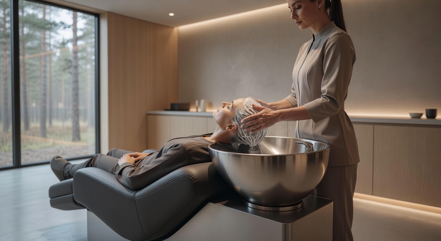 Relaxing head spa and care treatment at Virexospace Finland